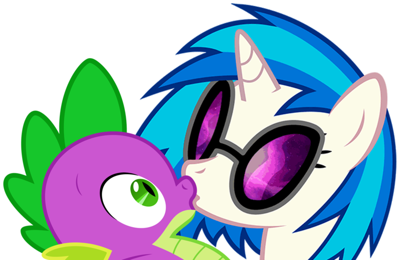 Size: 1081x706 | Tagged: artist needed, artist:titanium-pony, crack shipping, derpibooru import, edit, kissing, love, safe, shipping, spike, vinyl scratch, vinylspike