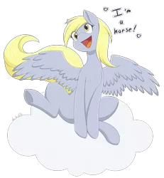 Size: 1800x1944 | Tagged: safe, artist:bootloops, artist:itsuko103, derpibooru import, derpy hooves, pegasus, pony, captain obvious, cloud, cute, dem thighs, dem wings, derpabetes, female, majestic as fuck, mare, sitting, solo, speech bubble