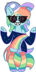 Size: 261x519 | Tagged: artist needed, awesome, clothes, cool, derpibooru import, exposed, grin, hat, nyan cat, nyan dash, rainbow, rainbow dash, rainbow dash always dresses in style, rainbow socks, safe, shoulderless, sleeveless, smiling, socks, soft grunge, solo, source needed, sparkles, starry eyes, striped socks, sunglasses, swag, tube top, unshorn fetlocks, wingding eyes