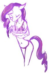 Size: 472x694 | Tagged: anthro, artist:vautaryt, belly button, bra, breasts, clothes, derpibooru import, dracony, hybrid, interspecies offspring, mother and son, oc, oc:obsidian, offspring, panties, parent:rarity, parent:spike, parents:sparity, rarity, suggestive, underwear