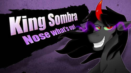 Size: 500x280 | Tagged: artist:wiggles, ask king sombra, derpibooru import, king sombra, parody, safe, solo, style emulation, super smash bros., super smash bros. 4