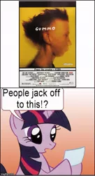 Size: 413x761 | Tagged: clopping meme, derpibooru import, exploitable meme, gummo, harmony korine, implied masturbation, meme, movie poster, suggestive, twilight sparkle