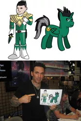 Size: 3072x4608 | Tagged: safe, artist:saburodaimando, derpibooru import, ponified, alicorn, pony, comic con, dragon dagger, green ranger, jason david frank, mighty morphin power rangers, san diego comic con