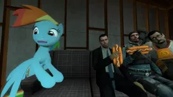 Size: 1280x720 | Tagged: 3d, derpibooru import, gmod, gordon freeman, half-life, hot dog, john freeman, rainbow dash, safe