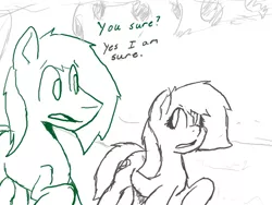 Size: 800x600 | Tagged: safe, artist:storyteller, deleted from derpibooru, derpibooru import, oc, oc:aryanne, unofficial characters only, /mlp/, anonpone in humanestria, anonymous, apple orchard, barn, comic, cyoa, dialogue, farm, looking at you, love story, monochrome, nazi, sketch, stroll, swastika, walking