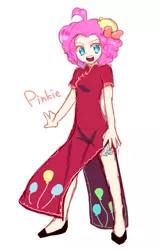 Size: 696x1100 | Tagged: artist:c-minded, cheongsam, clothes, derpibooru import, human, humanized, pinkie pie, pixiv, safe, solo