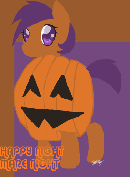 Size: 883x1200 | Tagged: artist:thelittledixie, clothes, costume, derpibooru import, halloween, holiday, jack-o-lantern, pumpkin, safe, scootaloo, solo