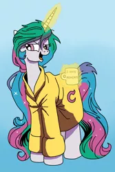 Size: 1000x1500 | Tagged: artist:ced75, bathrobe, clothes, derpibooru import, idw, i hate mondays, princess celestia, robe, safe, solo