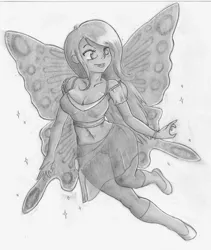 Size: 4560x5408 | Tagged: absurd resolution, artist:cross_ornstein, breasts, butterfly wings, derpibooru import, fluttershy, human, humanized, monochrome, suggestive