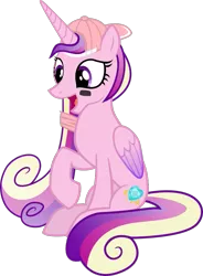 Size: 719x977 | Tagged: safe, artist:cheezedoodle96, derpibooru import, princess cadance, pony, alternate hairstyle, backwards ballcap, baseball cap, cap, casual, female, happy, hat, mare, open mouth, raised hoof, simple background, sitting, smiling, solo, sports, svg, transparent background, vector