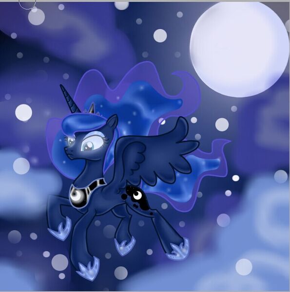 Size: 769x775 | Tagged: artist:kayra, derpibooru import, moon, night, pixiv, princess luna, safe, solo, stars