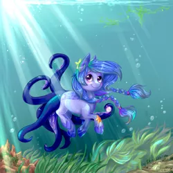 Size: 1600x1600 | Tagged: artist:dearmary, derpibooru import, monster pony, oc, octopony, original species, safe, solo, tentacles, underwater, unofficial characters only