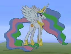 Size: 593x448 | Tagged: derpibooru import, minecraft, minecraft pixel art, pixel art, princess celestia, safe