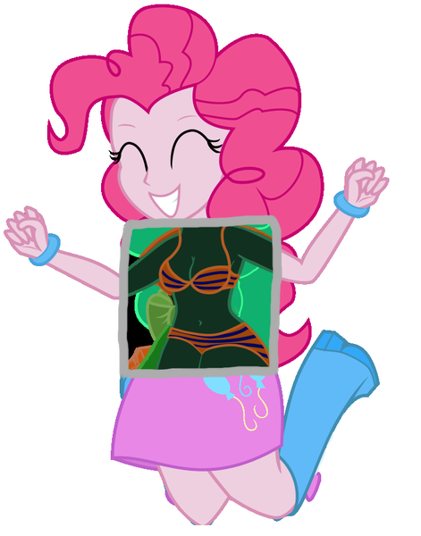 Size: 704x896 | Tagged: questionable, derpibooru import, edit, pinkie pie, equestria girls, boots, bra, breasts, cleavage, clothes, humanized, jumping, nude edit, panties, panty shot, shoes, skirt, smiling, solo, underwear, underwear edit, x-ray, x-ray edit