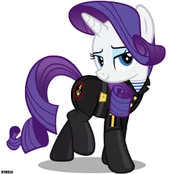 Size: 3000x3000 | Tagged: artist:a4r91n, bedroom eyes, clothes, derpibooru import, military uniform, navy, pose, rarity, safe, sergeant, simple background, solo, soviet, transparent background, uniform, vector
