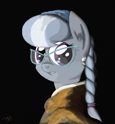 Size: 1920x2064 | Tagged: artist:sgtgarand, derpibooru import, earring, fine art parody, girl with a pearl earring, glasses, johannes vermeer, portrait, safe, silver spoon, solo, style emulation