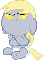 Size: 6000x8128 | Tagged: safe, artist:sir-teutonic-knight, derpibooru import, derpy hooves, pony, absurd resolution, baby, baby pony, cute, derpabetes, diaper, filly, foal, simple background, solo, transparent background, unamused, vector