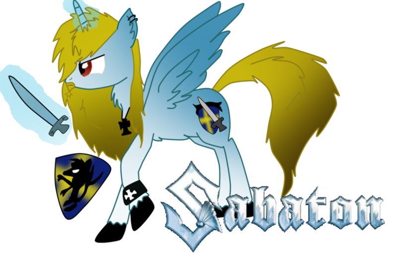 Size: 1024x654 | Tagged: safe, derpibooru import, oc, ponified, alicorn, pony, alicorn oc, nation ponies, sabaton, shield, sweden, sword