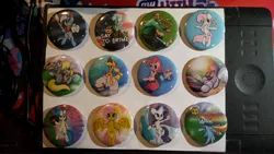 Size: 4128x2322 | Tagged: safe, artist:lightningnickel, derpibooru import, applejack, derpy hooves, fluttershy, lyra heartstrings, minuette, pinkie pie, rainbow dash, rarity, twilight sparkle, twilight sparkle (alicorn), vinyl scratch, oc, oc:cotton candy, alicorn, pony, /mlp/, 4chan cup, buttons, captain america, crossover, female, lego, mare, sandy spongebob and the worm, spongebob squarepants, the fairly oddparents, the lego movie, unikitty, world cup