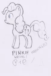 Size: 1473x2160 | Tagged: safe, artist:maxsior670, derpibooru import, pinkie pie, monochrome, sketch, solo, traditional art