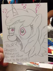 Size: 852x1136 | Tagged: safe, artist:andypriceart, derpibooru import, berry punch, berryshine, alicorn, pony, alcohol, andy you magnificent bastard, berrycorn, drunk, mismatched eyes, open mouth, pinot noir (wine), race swap, smiling, solo, traditional art, wine