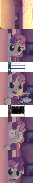 Size: 1280x6989 | Tagged: artist:spikedmauler, ask, bedroom, comic, crawler, crying, derpibooru import, door, fable, fable 3, go ask sweetie belle, hallway, monster, night, peeking, safe, scared, sweetie belle, tumblr, whimpering, window