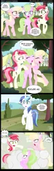 Size: 1000x3150 | Tagged: safe, artist:coltsteelstallion, derpibooru import, daisy, derpy hooves, flower wishes, lily, lily valley, roseluck, shining armor, smarty pants, enderman, pegasus, pony, ball of violence, bipedal, catfight, comic, female, fight, flower trio, group hug, hug, mare, minecraft, shining armor gets all the mares