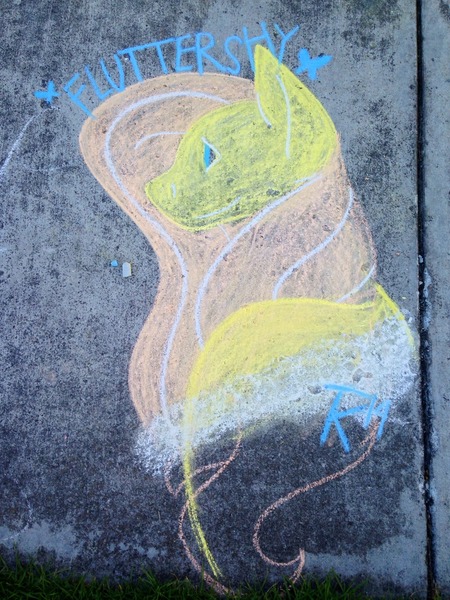 Size: 960x1280 | Tagged: safe, artist:lackabond, derpibooru import, fluttershy, chalk, chalk drawing, traditional art