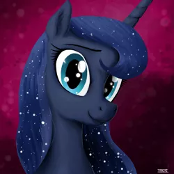 Size: 2500x2500 | Tagged: artist:selenophile, cute, dead source, derpibooru import, looking at you, moonlight inquiries, portrait, princess luna, raised eyebrow, safe, smiling, solo