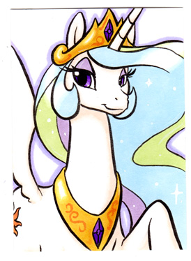 Size: 274x374 | Tagged: safe, artist:retrostarling, derpibooru import, princess celestia, solo, traditional art