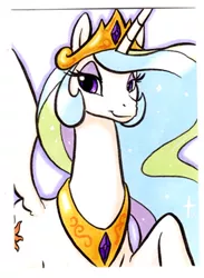 Size: 274x374 | Tagged: safe, artist:retrostarling, derpibooru import, princess celestia, solo, traditional art