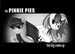 Size: 1280x928 | Tagged: safe, artist:alozec, artist:psyxofthoros, derpibooru import, octavia melody, vinyl scratch, album cover, background pony, crossover, female, lesbian, monochrome, music, nonesuchrecords, parody, scratchtavia, shipping, the big come up, the black keys