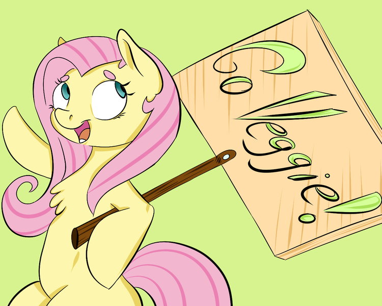 Size: 1280x1024 | Tagged: artist:skripichsoma, derpibooru import, fluttershy, safe, sign, solo, vegetarian