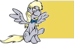 Size: 1066x630 | Tagged: safe, artist:phillipfga, derpibooru import, derpy hooves, pegasus, pony, bowtie, female, glasses, mare, solo