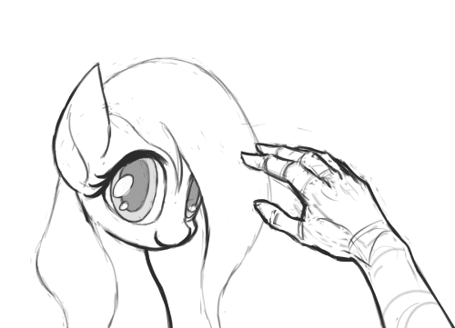 Size: 500x361 | Tagged: safe, artist:mlpanon, derpibooru import, fluttershy, pony, animated, blinking, blushing, cute, daaaaaaaaaaaw, eyes closed, female, floppy ears, hand, hnnng, looking at you, mare, monochrome, open mouth, petting, shyabetes, simple background, smiling, white background, wink