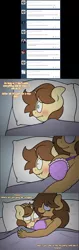 Size: 1280x4053 | Tagged: anthro, artist:stunnerpone, bed, blushing, boob smothering, bra, breasts, clothes, comic, derpibooru import, dialogue, eyes closed, female, frilly underwear, georgia replies, hape, hug, imminent foalcon, implied foalcon, lip bite, non-consensual cuddling, oc, oc:georgia lockheart, oc:ollie cotter, open mouth, pink underwear, reverse sleep molestation, smiling, suggestive, :t, tumblr, underwear, unofficial characters only, wide eyes