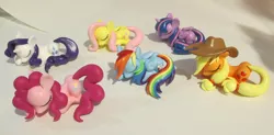 Size: 4504x2224 | Tagged: safe, artist:earthenpony, derpibooru import, applejack, fluttershy, pinkie pie, rainbow dash, rarity, twilight sparkle, twilight sparkle (alicorn), alicorn, pony, female, irl, mane six, mare, photo, sculpture, sleeping