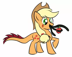 Size: 1500x1200 | Tagged: apple, applejack, artist:xain-russell, derpibooru import, monster pony, original species, safe, simple background, solo, tatzljack, tatzlpony, tentacles, tentacle tongue, white background