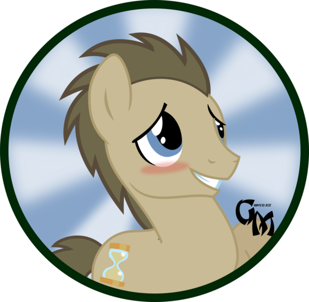 Size: 1024x1001 | Tagged: artist:koonzypony, blushing, button, derpibooru import, doctor whooves, safe, time turner