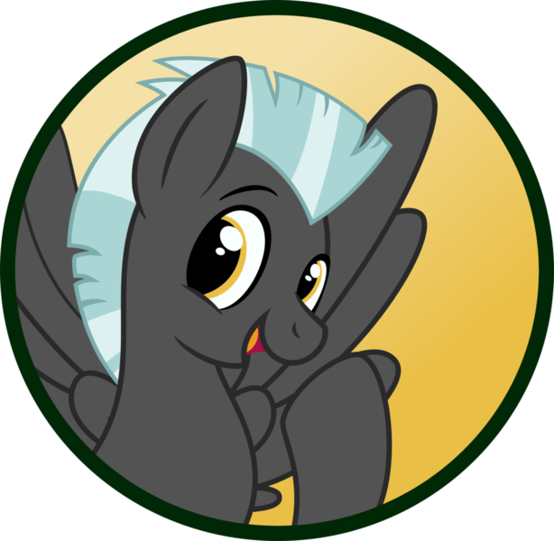 Size: 1024x1001 | Tagged: safe, artist:koonzypony, derpibooru import, thunderlane, pegasus, pony, button, button design, happy, looking at you, male, solo, stallion