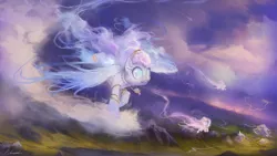 Size: 1920x1080 | Tagged: air elemental, artist:huussii, elemental, original species, pegasus, safe, sky