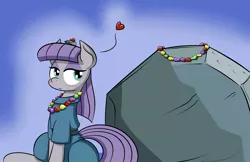 Size: 1275x825 | Tagged: artist:firebrandkun, cargo ship, heart, maud pie, necklace, rock candy necklace, rockcon, safe, shipping, simple background, tom, tomaud