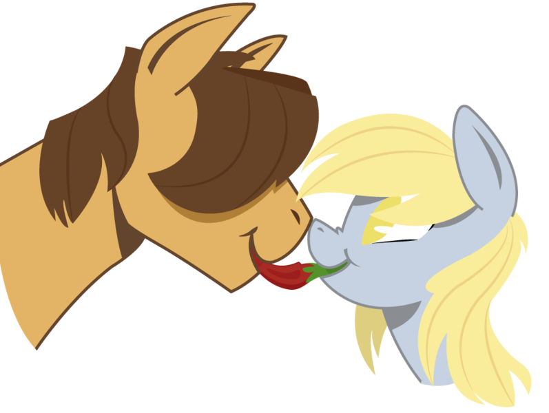 Size: 975x734 | Tagged: safe, artist:dbkit, derpibooru import, derpy hooves, hoops, pegasus, pony, boop, chilli, ditzyhoops, eye contact, female, food, male, mare, mouth hold, nom, nose wrinkle, noseboop, shipping, simple background, smiling, straight, transparent background, vector