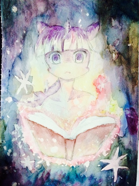 Size: 1536x2048 | Tagged: artist:laurant, book, derpibooru import, pixiv, safe, solo, traditional art, twilight sparkle, watercolor painting