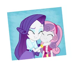 Size: 3939x3537 | Tagged: safe, artist:pinkiespartygirl, derpibooru import, rarity, sweetie belle, equestria girls, cute, diasweetes, imma snuggle you, photo, sweetielove