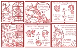 Size: 800x504 | Tagged: alternate universe, applechang, applejack, artist:vavacung, assassin's creed, changeling, clothes, comic, comic:when villain win, connor kenway, costume, derpibooru import, ditto, interspecies, monochrome, oc, oc:chang, princess celestia, queen chrysalis, safe, shipping, sweetie belle, window