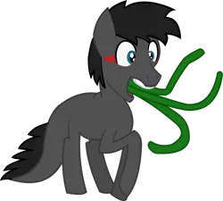 Size: 1024x921 | Tagged: safe, artist:flicktransition, derpibooru import, oc, oc:flick, unofficial characters only, monster pony, original species, pony, tatzlpony, tatzlwurm, blank flank, open mouth, solo, species swap, tentacle tongue, tentacles