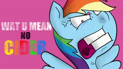 Size: 2560x1440 | Tagged: angry, cider, cider dash, derpibooru import, funny, meme, rage, rainbow dash, safe