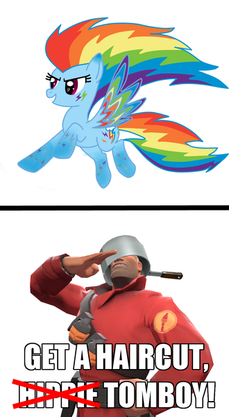 Size: 938x1704 | Tagged: derpibooru import, image macro, meme, rainbow dash, rainbow power, safe, soldier, team fortress 2