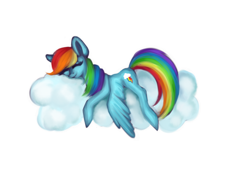 Size: 900x700 | Tagged: artist:orangeritsu, cloud, derpibooru import, rainbow dash, safe, sleeping, solo